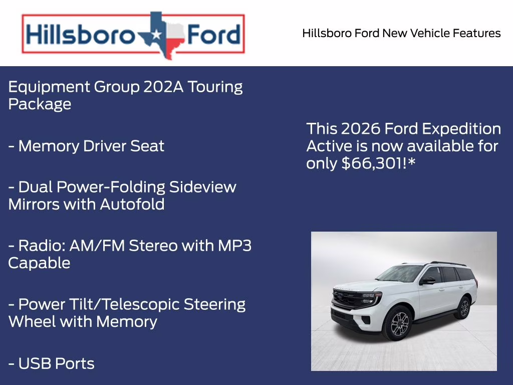 2026 Star White Metallic Tri-Coat Ford Expedition Active RWD SUV
