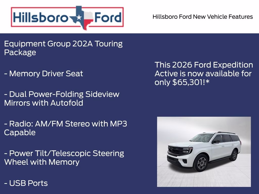 2026 Star White Metallic Tri-Coat Ford Expedition Active RWD SUV