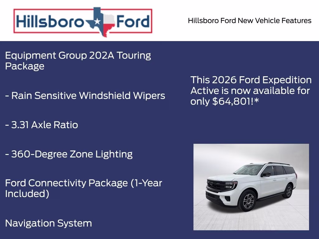 2026 Star White Metallic Tri-Coat Ford Expedition Active RWD SUV