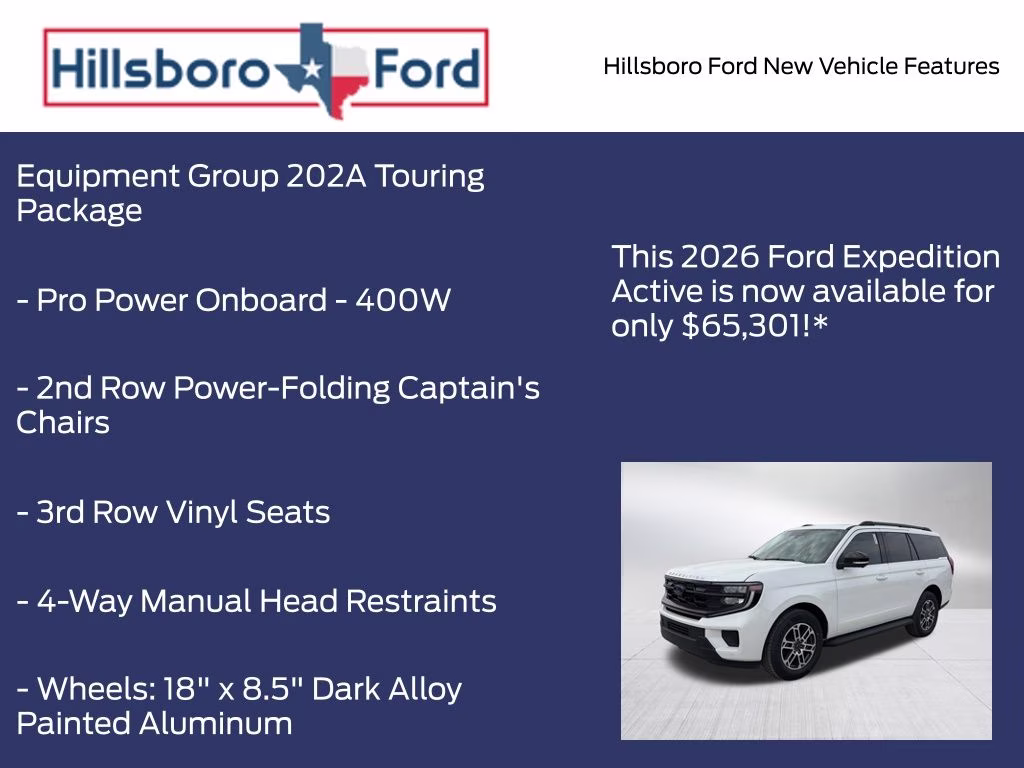 2026 Star White Metallic Tri-Coat Ford Expedition Active RWD SUV