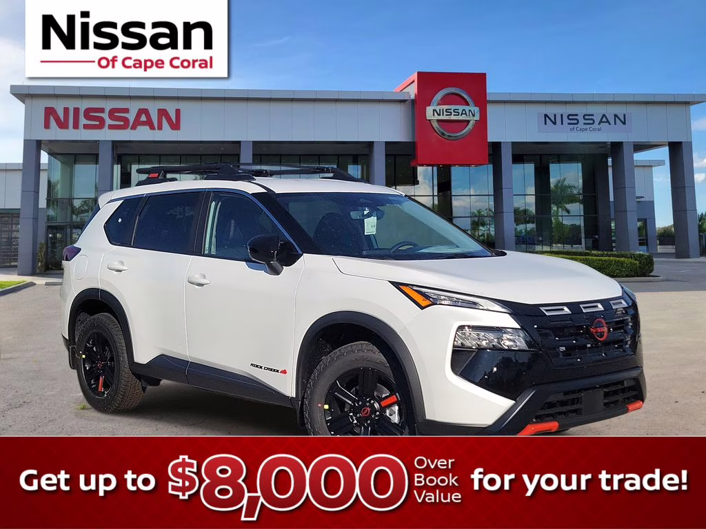 2026 Everest White Pearl Tricoat Nissan Rogue Rock Creek AWD SUV