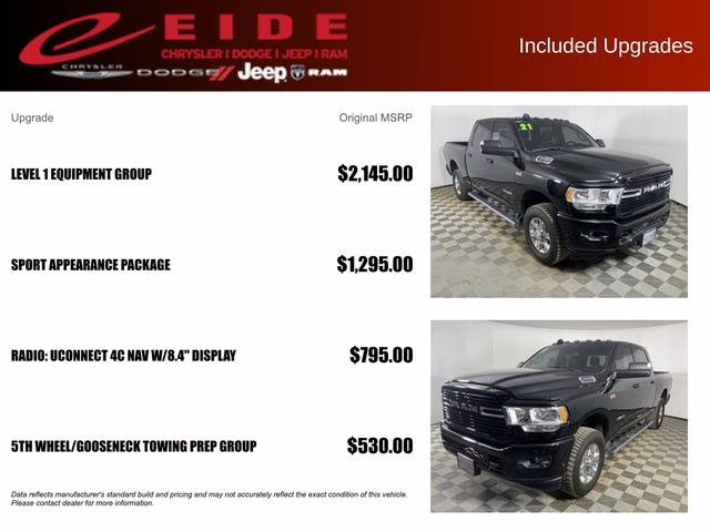 2021 Diamond Black Crystal Pearlcoat Ram 3500 Big Horn 4X4 Truck