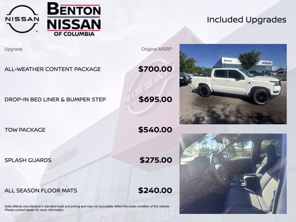 2026 Glacier White Nissan Frontier SV 4X4 Truck