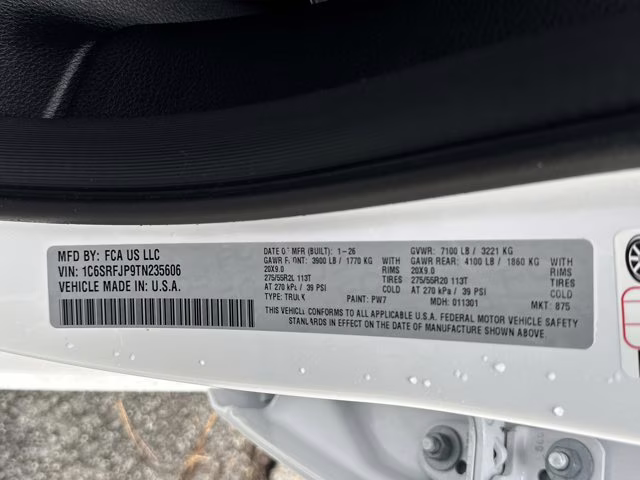 2026 Bright White Clearcoat Ram 1500 Laramie 4X4 Truck