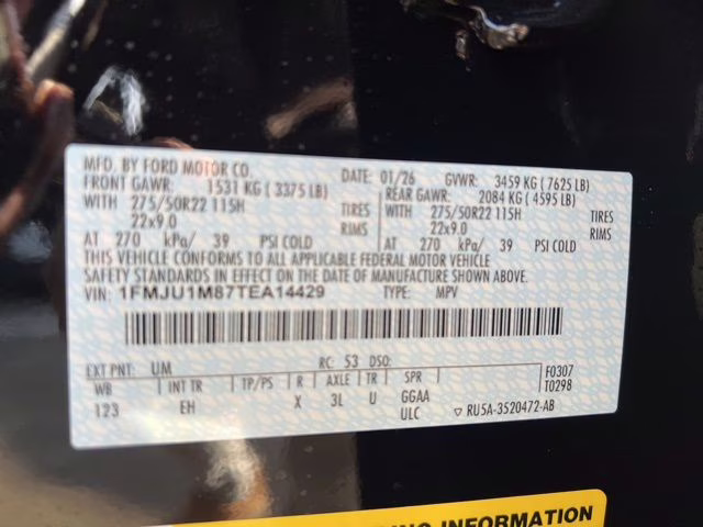 2026 Agate Black Metallic Ford Expedition Platinum 4X4 SUV