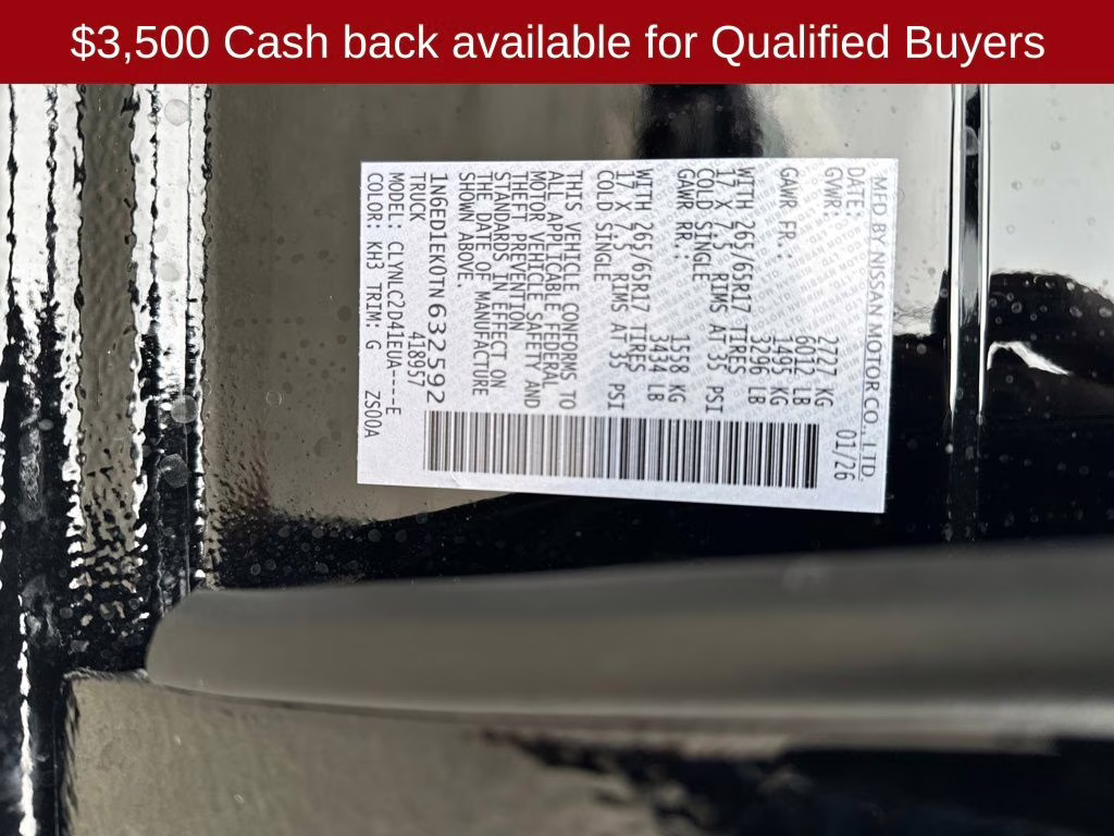 2026 Super Black Nissan Frontier SV 4X4 Truck