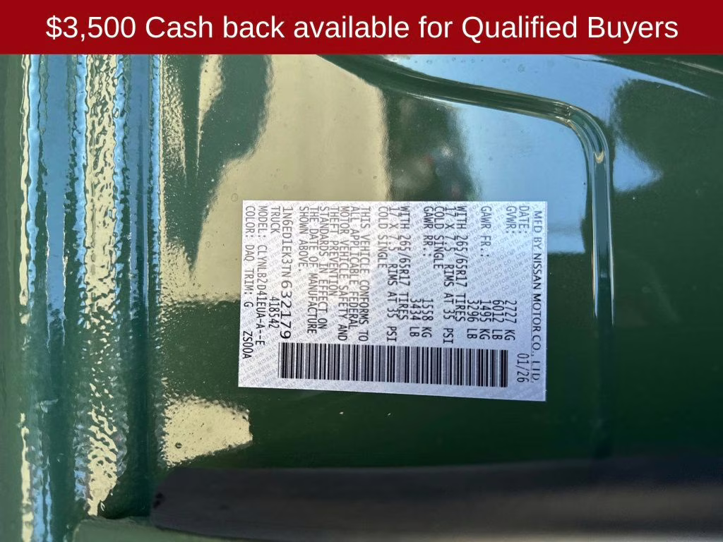 2026 Tactical Green Metallic Nissan Frontier SV 4X4 Truck