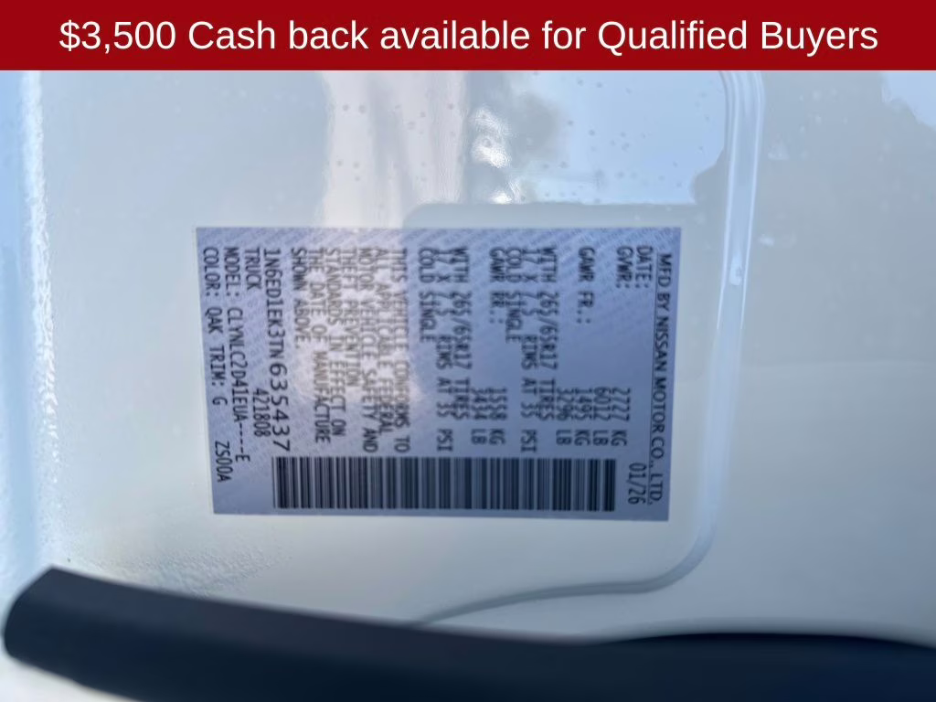 2026 Glacier White Nissan Frontier SV 4X4 Truck