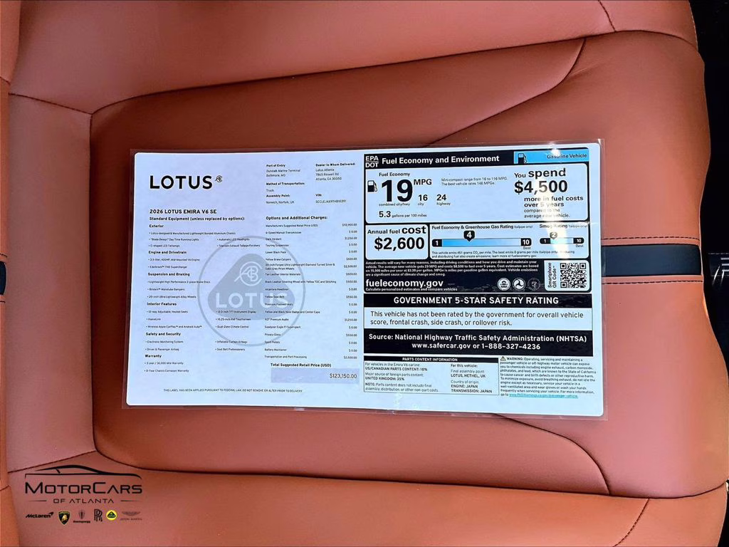 2026 Dark Verdant Lotus Emira V6 SE RWD Coupe