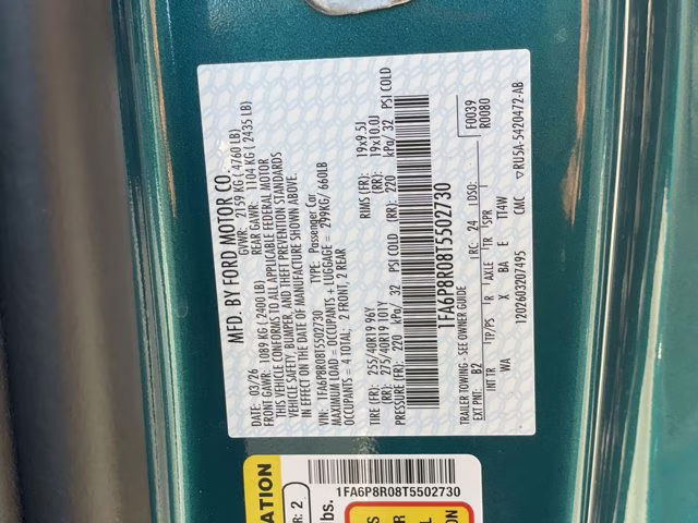 2026 Adriatic Blue Metallic Ford Mustang Dark Horse RWD Coupe