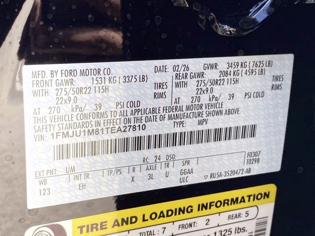2026 Agate Black Metallic Ford Expedition Platinum 4X4 SUV