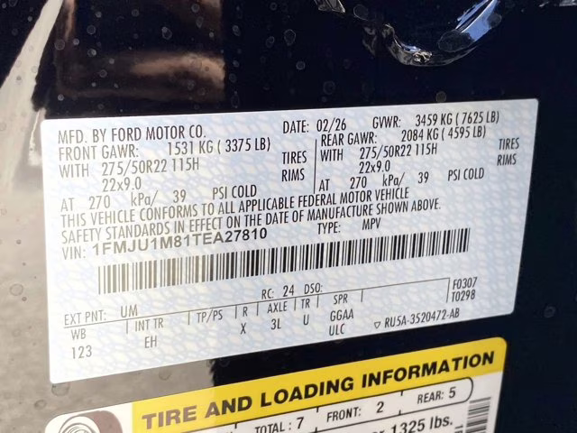 2026 Agate Black Metallic Ford Expedition Platinum 4X4 SUV