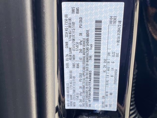 2026 Agate Black Metallic Ford F-150 Raptor 4X4 Truck