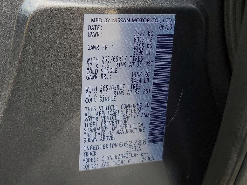 2023 Gun Metallic Nissan Frontier SV 4X4 Truck