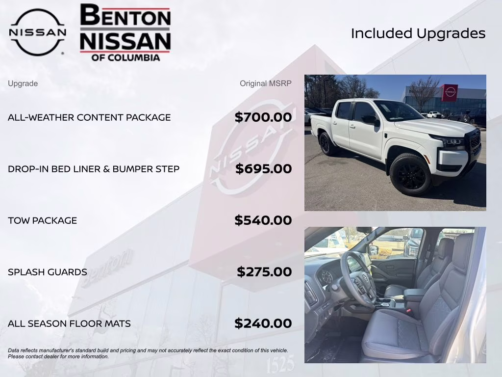 2026 Glacier White Nissan Frontier SV 4X4 Truck