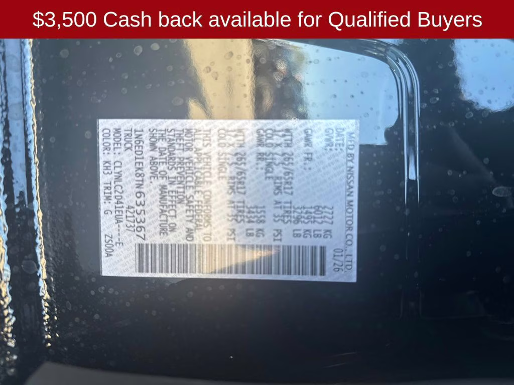 2026 Super Black Nissan Frontier SV 4X4 Truck