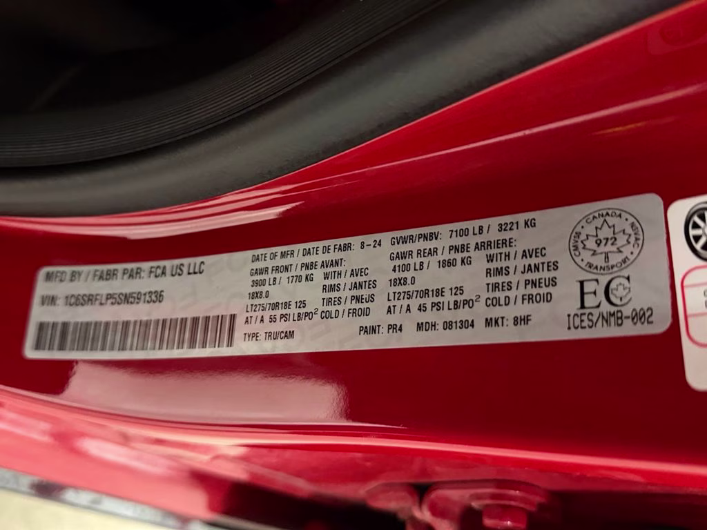 2025 Flame Red Clearcoat Ram 1500 Rebel 3.0 Hurricane Twin Turbo 4X4 Truck