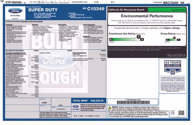 2021 Blue Metallic Ford Super Duty F-350 SRW XL 4X4 Truck