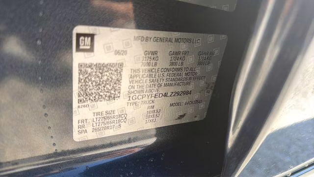 2020 Shadow Gray Metallic Chevrolet Silverado 1500 LT Trail Boss 4X4 Truck