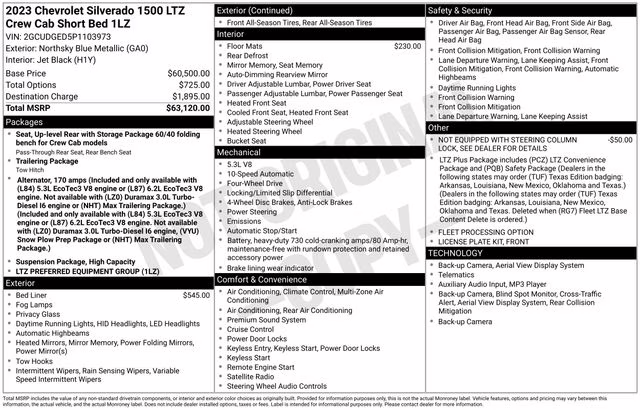 2023 Northsky Blue Metallic Chevrolet Silverado 1500 LTZ 4X4 Truck