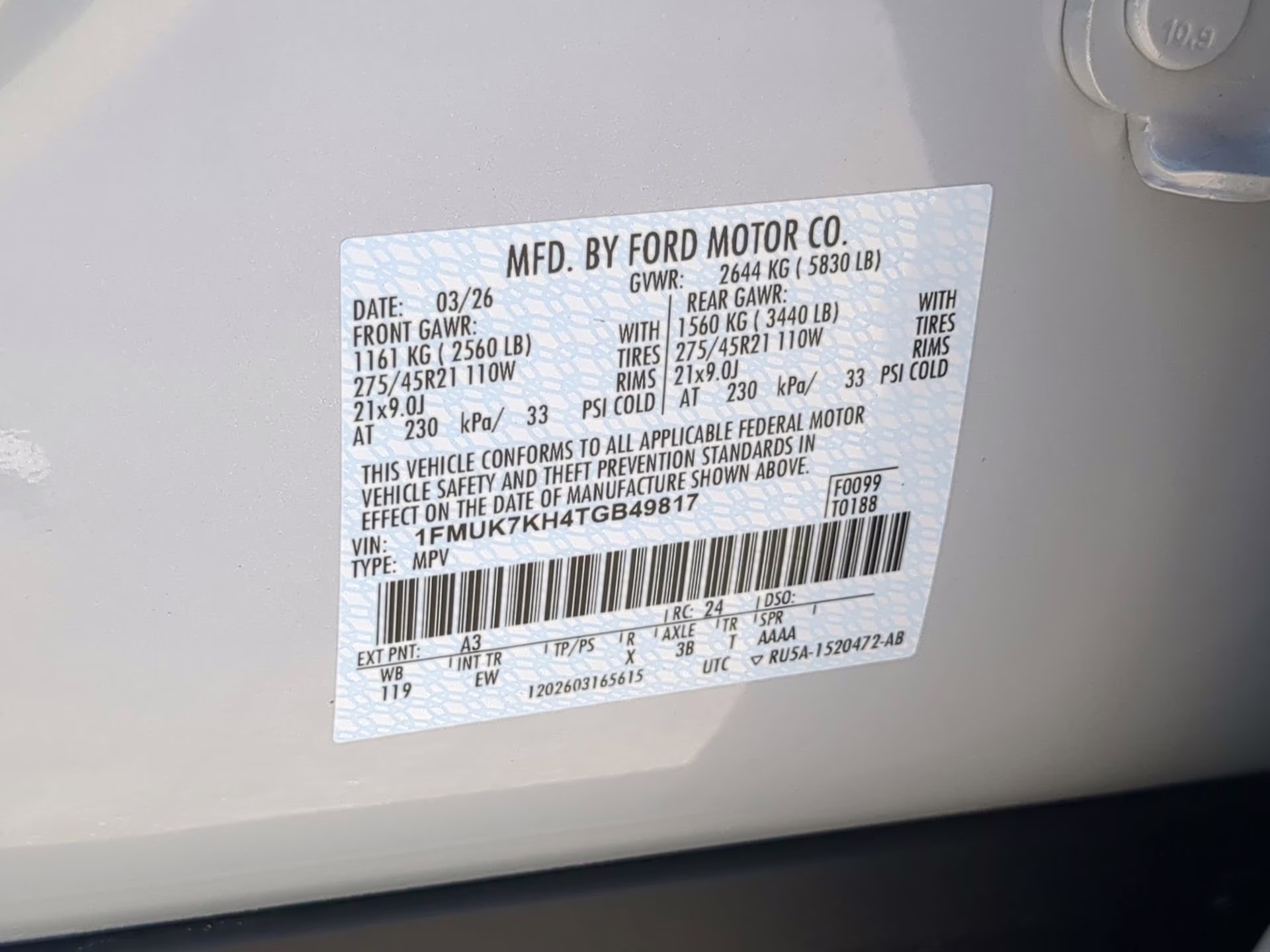 2026 Space White Metallic Ford Explorer ST-Line RWD SUV