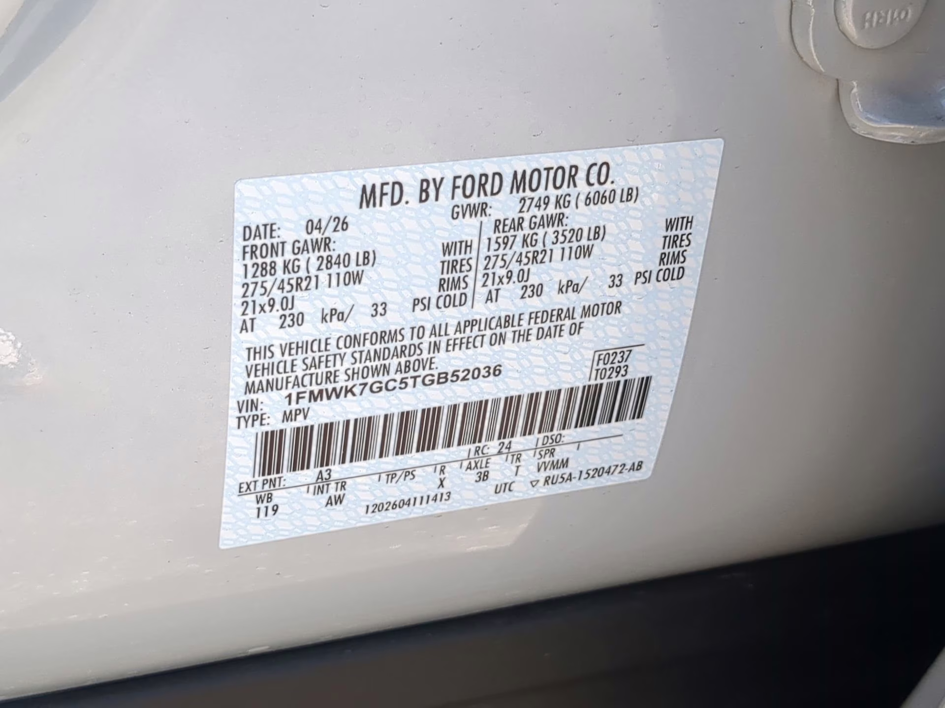 2026 Space White Metallic Ford Explorer ST RWD SUV