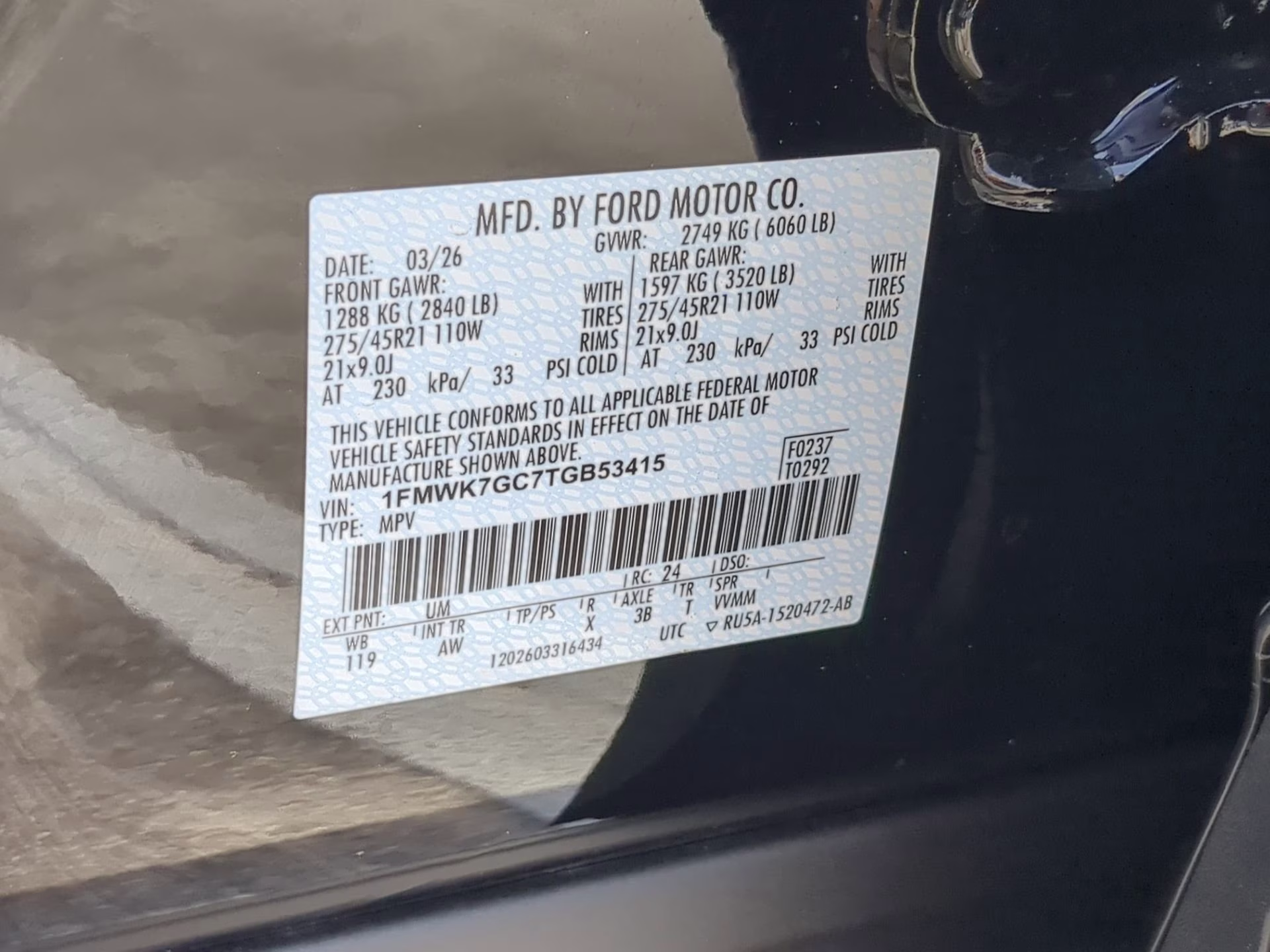 2026 Agate Black Metallic Ford Explorer ST RWD SUV