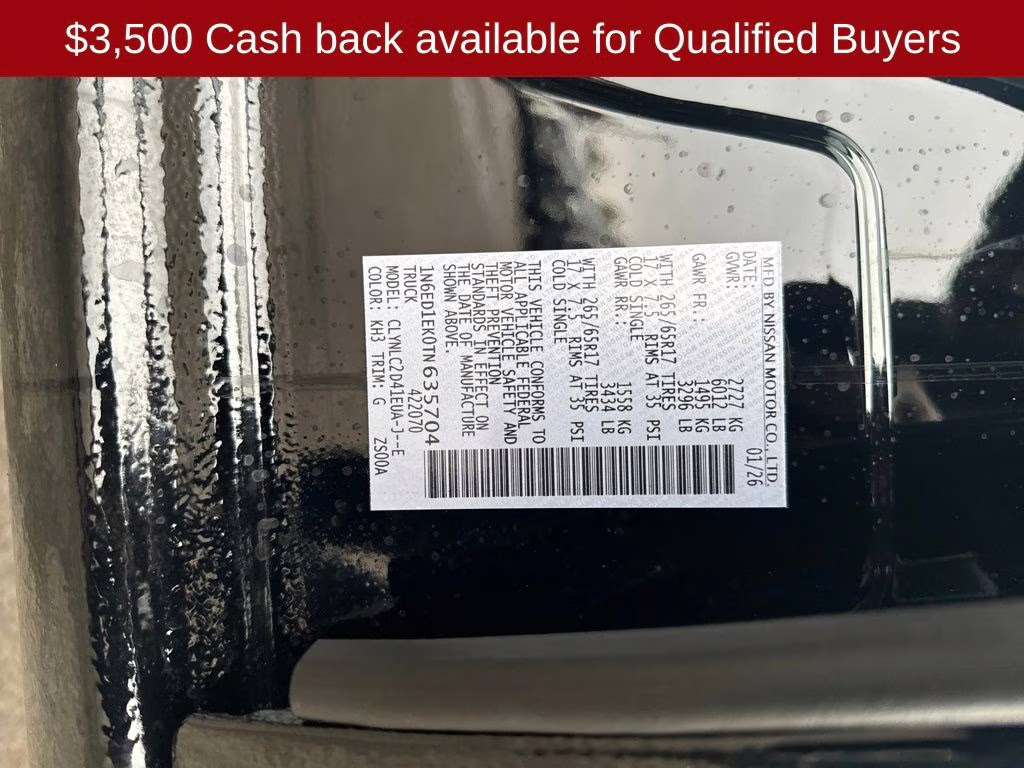 2026 Super Black Nissan Frontier SV 4X4 Truck