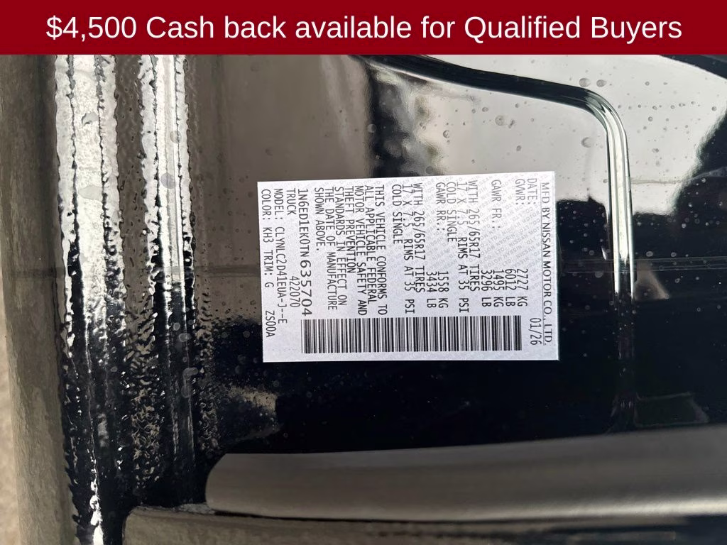 2026 Super Black Nissan Frontier SV 4X4 Truck