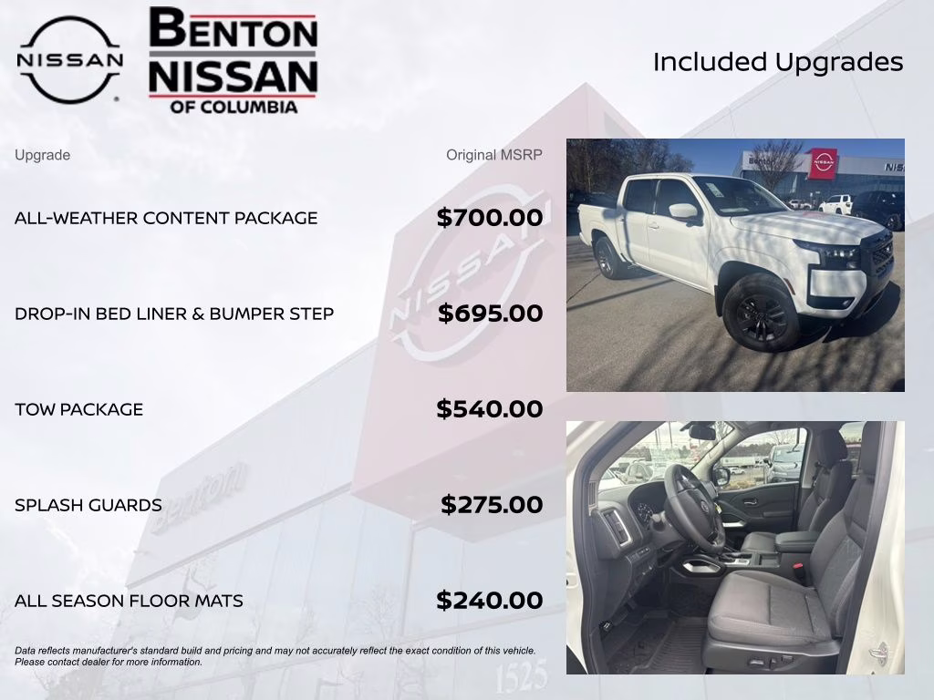 2026 Glacier White Nissan Frontier SV 4X4 Truck