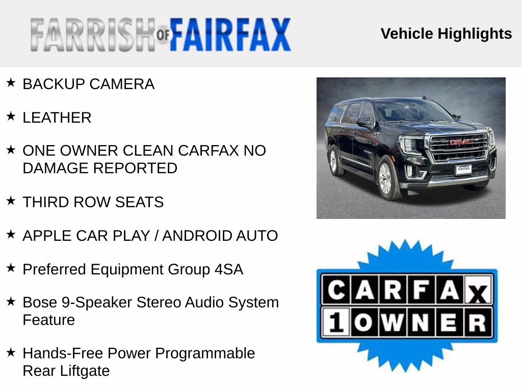 2022 Onyx Black GMC Yukon XL SLT 4X4 SUV