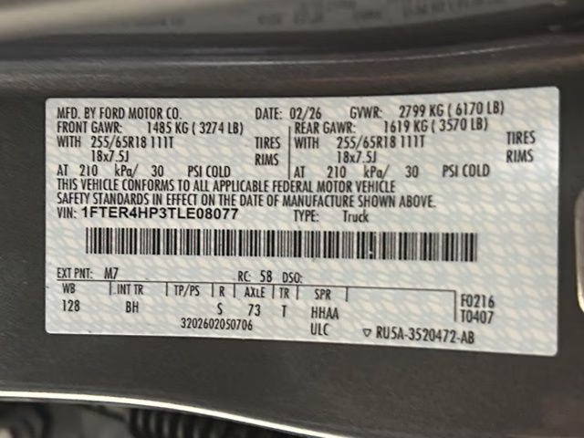 2026 Carbonized Gray Metallic Ford Ranger XLT 4X4 Truck