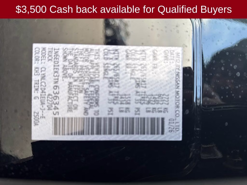 2026 Super Black Nissan Frontier SV 4X4 Truck