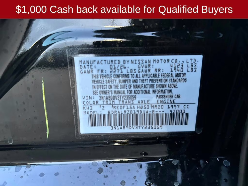 2026 Super Black Nissan Sentra SR FWD Sedan