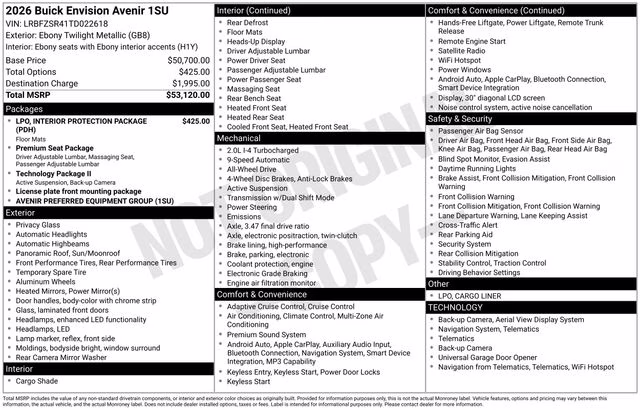 2026 Ebony Twilight Metallic Buick Envision Avenir AWD SUV