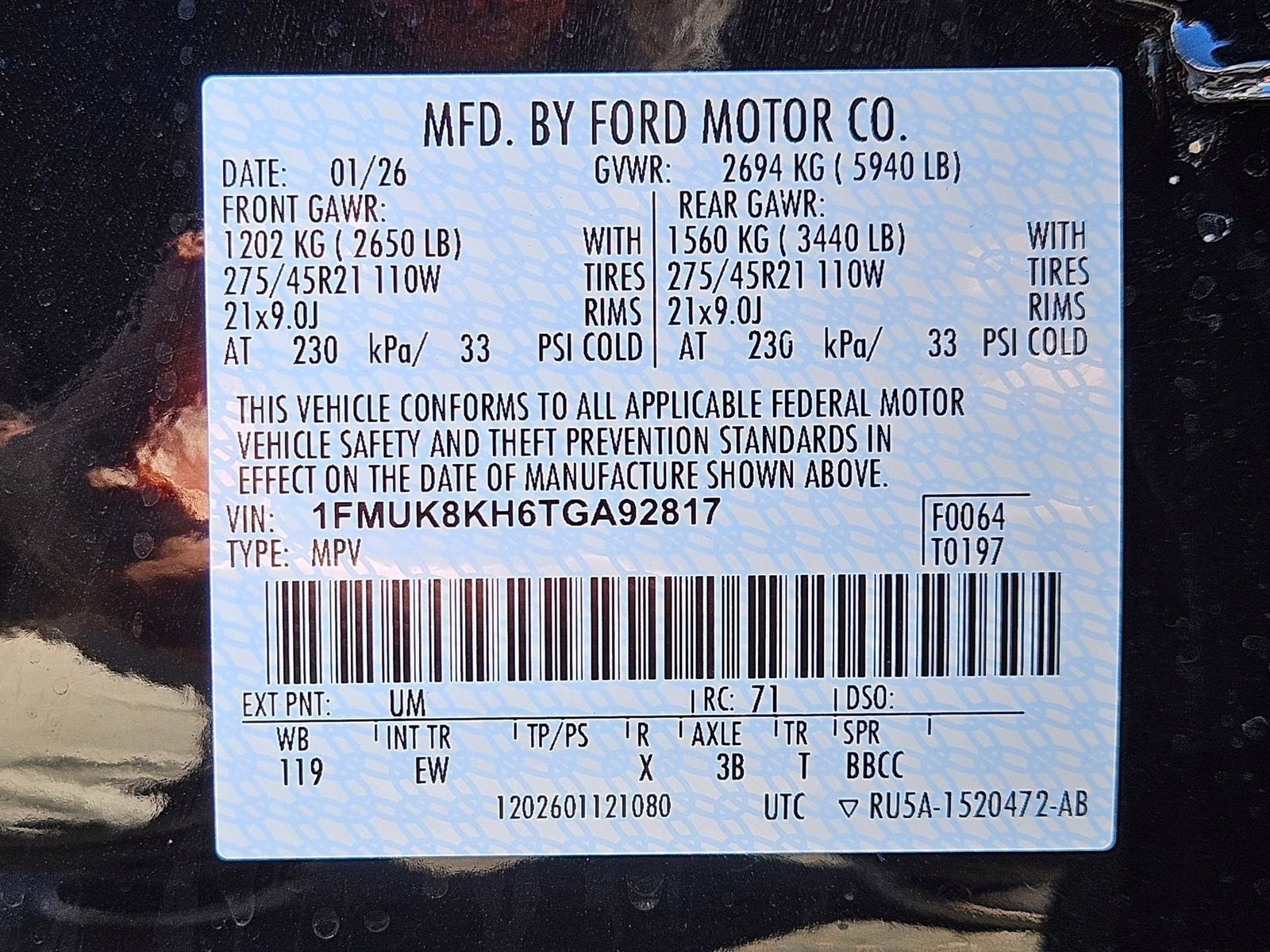 2026 Black Metallic Ford Explorer ST-Line 4X4 SUV