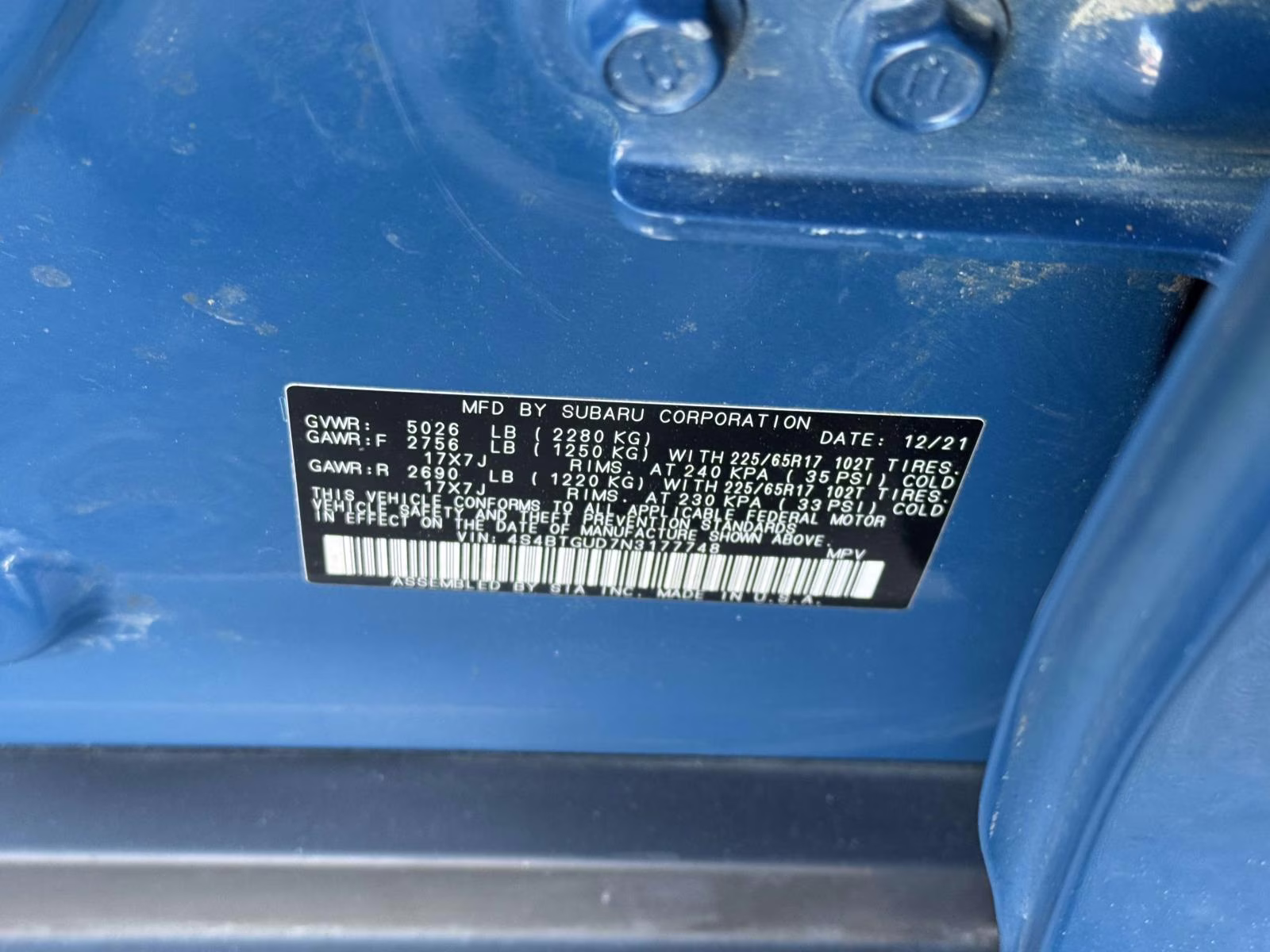 2022 Blue Subaru Outback Wilderness CVT AWD SUV