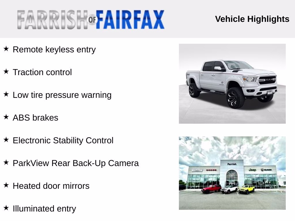 2019 Bright White Clearcoat Ram 1500 Big Horn/Lone Star 4X4 Truck
