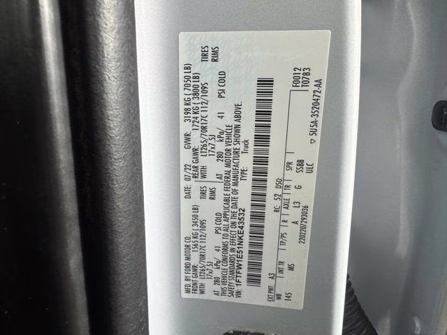 2022 White Metallic Ford F-150 5.0 V8 XLT 4X4 Truck