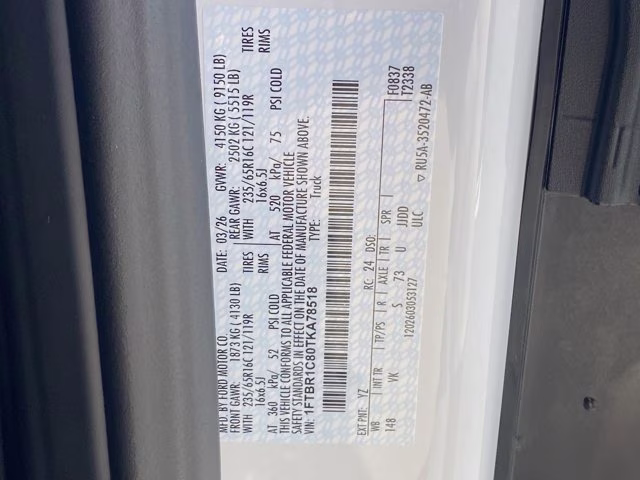 2026 Oxford White Ford Transit Cargo Van Base RWD Van
