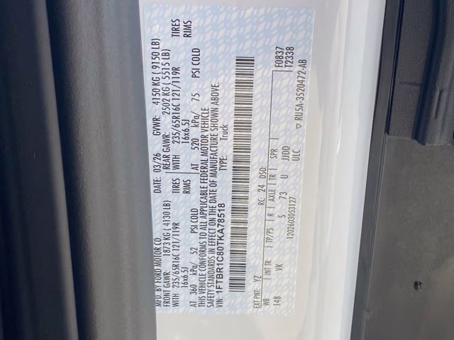 2026 Oxford White Ford Transit Cargo Van RWD Van