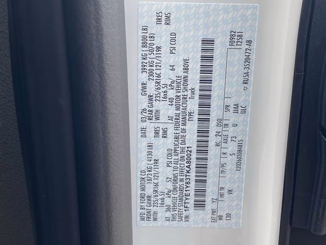 2026 Oxford White Ford Transit Cargo Van RWD Van