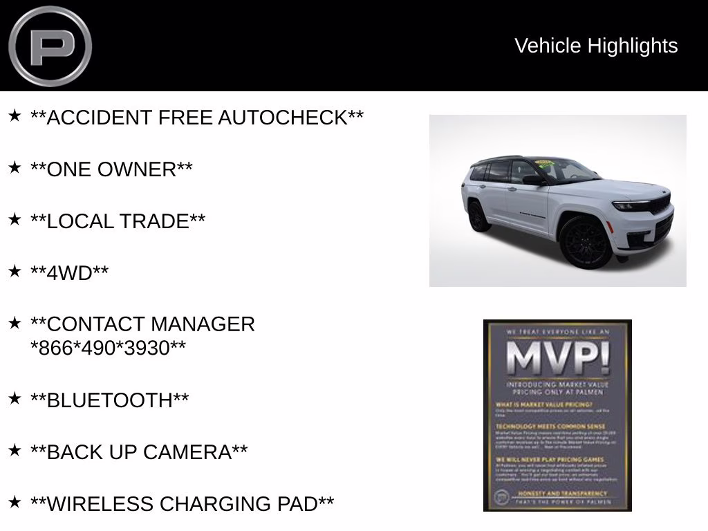 2023 Bright White Clearcoat Jeep Grand Cherokee L Summit 4X4 SUV