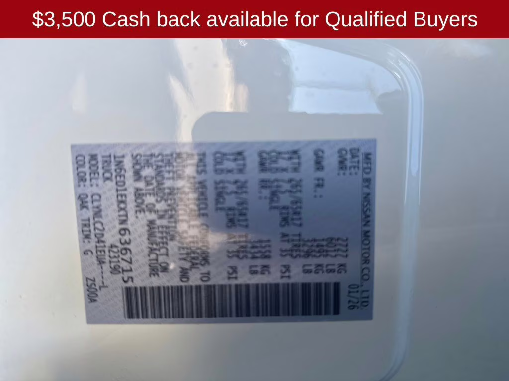 2026 Glacier White Nissan Frontier SV 4X4 Truck