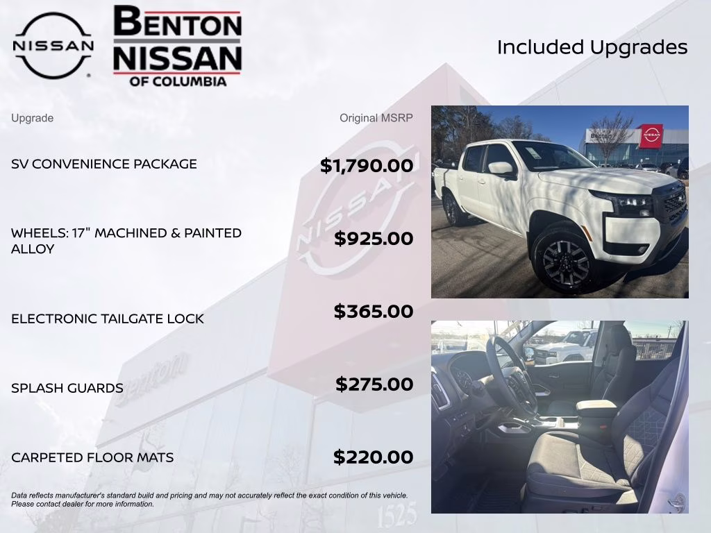 2026 Glacier White Nissan Frontier SV 4X4 Truck