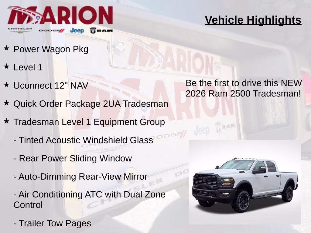 2026 Bright White Clearcoat Ram 2500 Tradesman 4X4 Truck