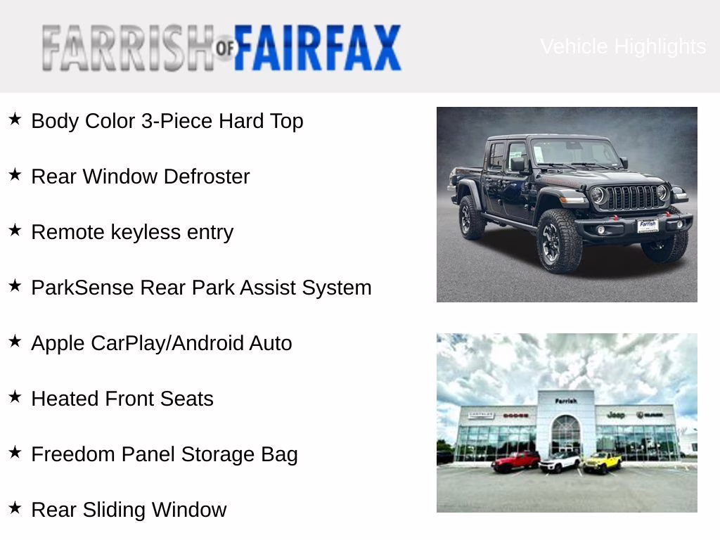 2026 Black Clearcoat Jeep Gladiator Rubicon 4X4 Truck