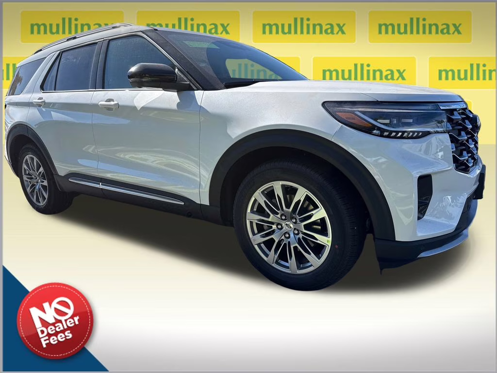 2026 Star White Metallic Tri-Coat Ford Explorer Platinum RWD SUV