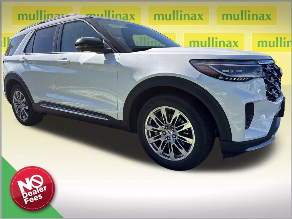 2026 Star White Metallic Tri-Coat Ford Explorer Platinum RWD SUV