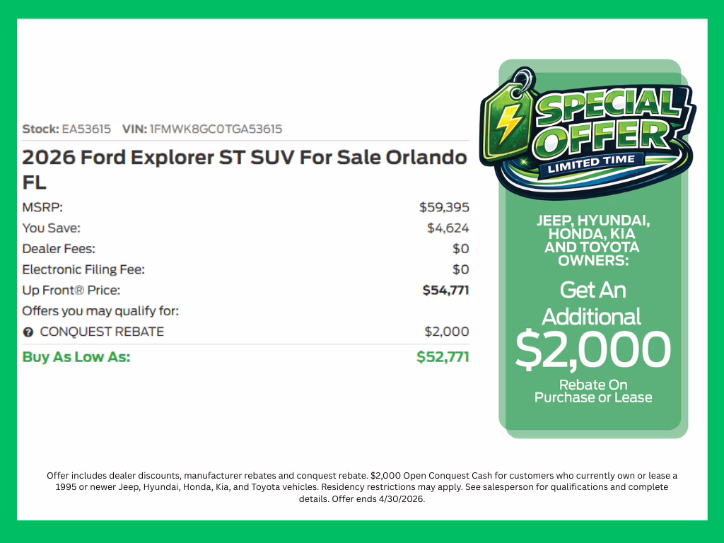 2026 Star White Metallic Tri-Coat Ford Explorer ST 4X4 SUV